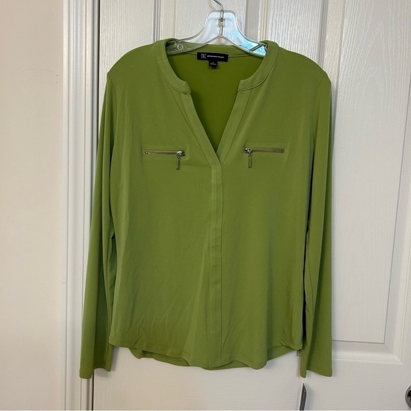 INC INTERNATIONAL CONCEPTS Women's Zip-Pocket Blouse in Lush Moss Size S - Picture 2 of 6